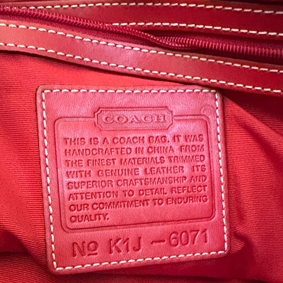 Vintage Coach Logo Canvas with Red Leather Tote Bag - Picture 7 of 12